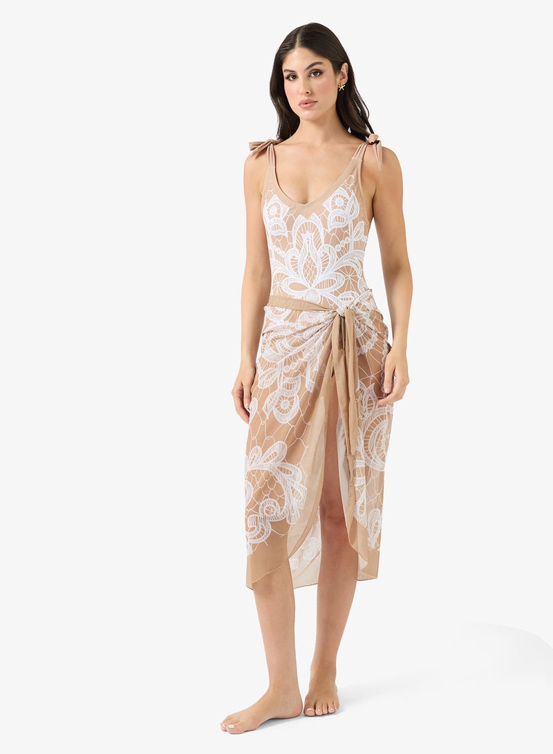 ELLA Printed Swimsuit With Sarong - Image 1